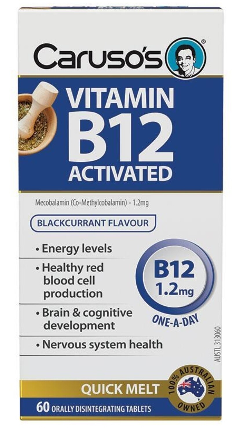 2 × Carusos Vitamin B12 Activated 1200mcg 60 Orally Disintegrating Tablets ozhealthexperts