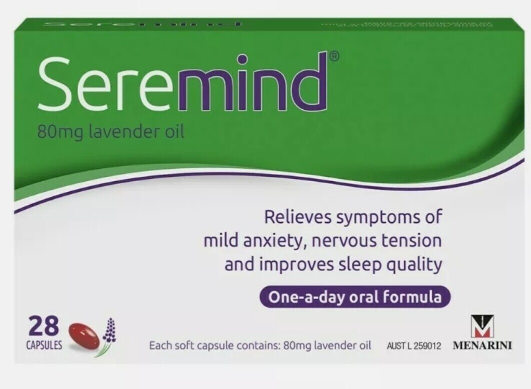 3 × Seremind 28 Capsules 80mg Lavender Oil Mild Anxiety Sleeplessness Relief Silexan  ozhealthexperts