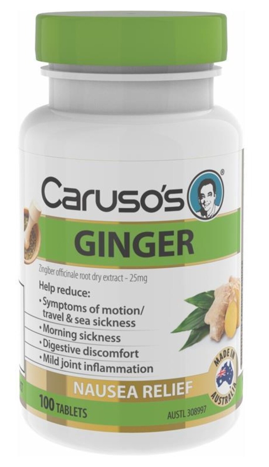 Carusos Ginger 100 Tablets Nausea relief OzHealthExperts