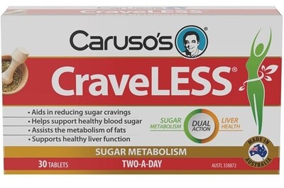Caruso's CraveLESS 60 Tablets Reduce Sugar Cravings Healthy Blood Sugar ozhealthexperts