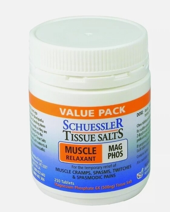Schuessler Tissue Salts 250 Tablets - Mag Phos 6X - Natural Health Minerals ozhealthexperts