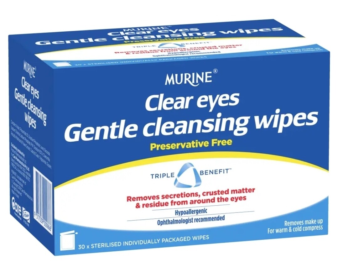 2 × Murine Clear Eyes Gentle Cleansing Wipes 30 Pack ozhealthexperts