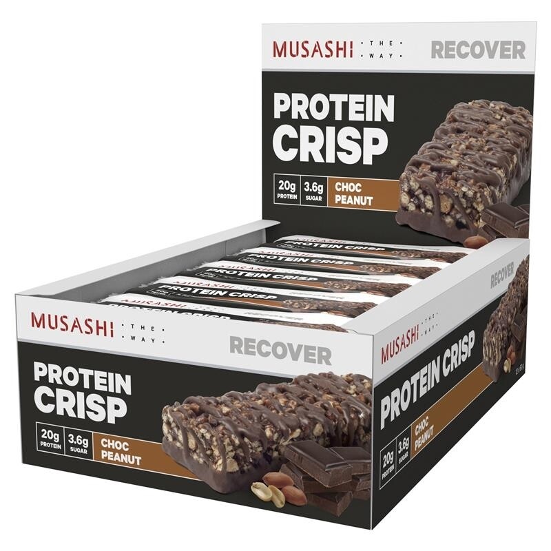 12 × Musashi Protein Bar Crisp Choc Peanut  60g ozhealthexperts 