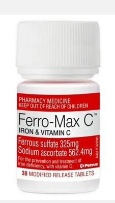 2 × Ferro-Max C Iron & Vitamin C 30 Modified Release Tablets (Ferro-grad C Generic) ozhealthexperts