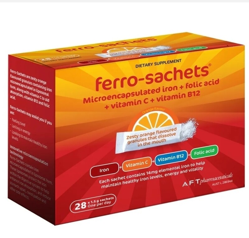 2 × Ferro-Sachets 28 x 1.5g Sachets Iron + Vitamin C + Vitamin B12 + Folic Acid ozhealthexperts