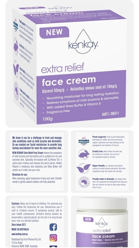 Kenkay Extra Relief Face Cream 100g Relieves Mild Eczema Dermatitis ozhealthexperts