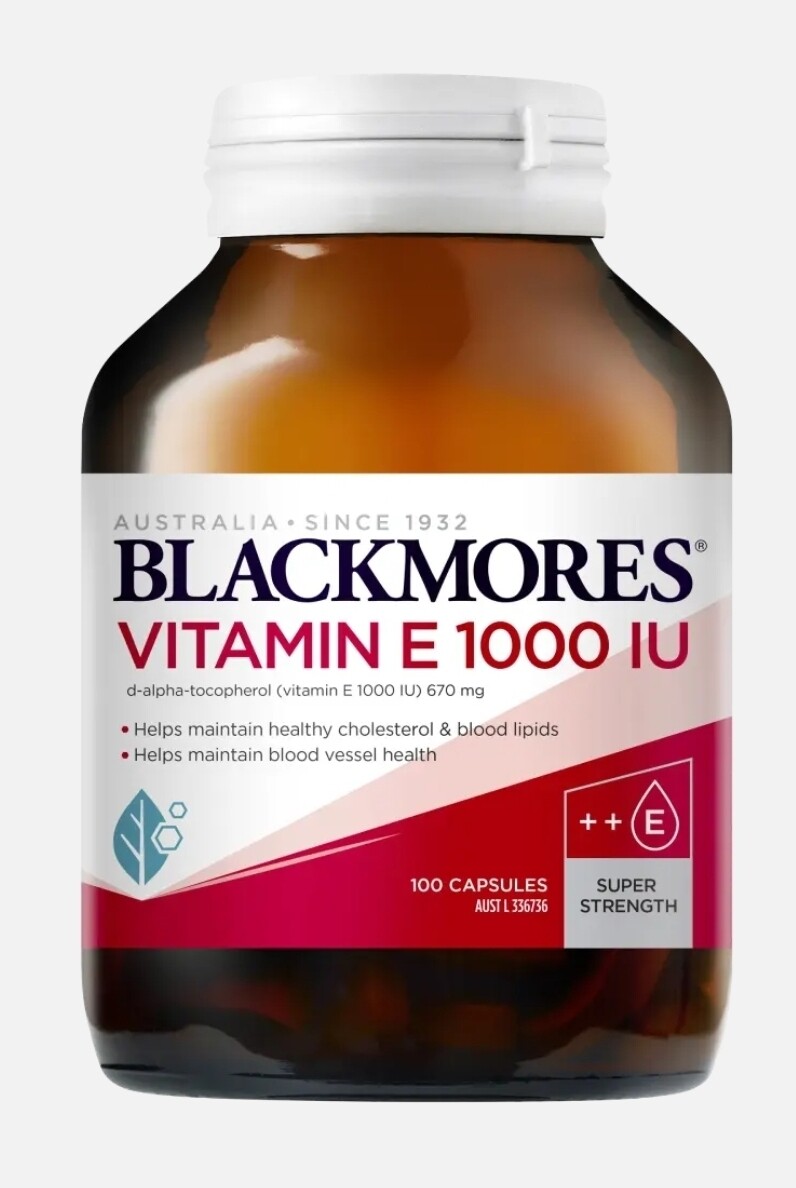 Blackmores Vitamin E 1000IU 100 Capsules Natural E Heart Health Antioxidant ozhealthexperts