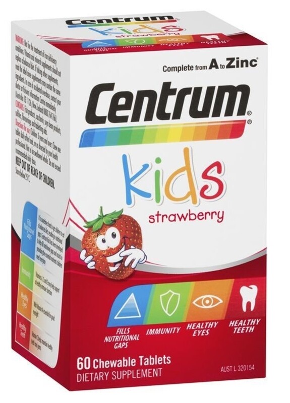 2 × Centrum Kids Multi Vitamin 60 Strawberry Tablets ozhealthexperts