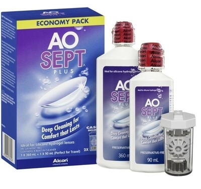 2 × AoSept Plus Economy Pack 360ml and 90ml ozhealthexperts 