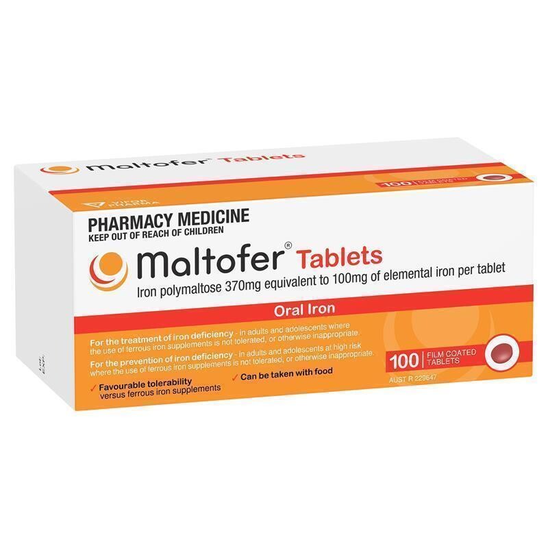 Maltofer Oral Iron 100 Tablets 100mg Iron Deficiency Low Constipation Vegan ozhealthexperts