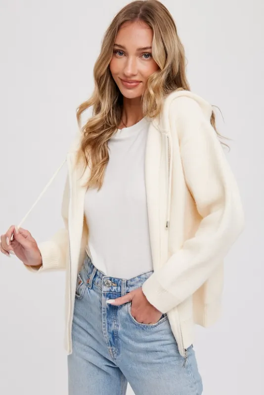 Sweater Zip Up Jacket with Hoodie