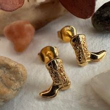 &quot;Dolly&quot; Cowboy Boot Stud Earrings