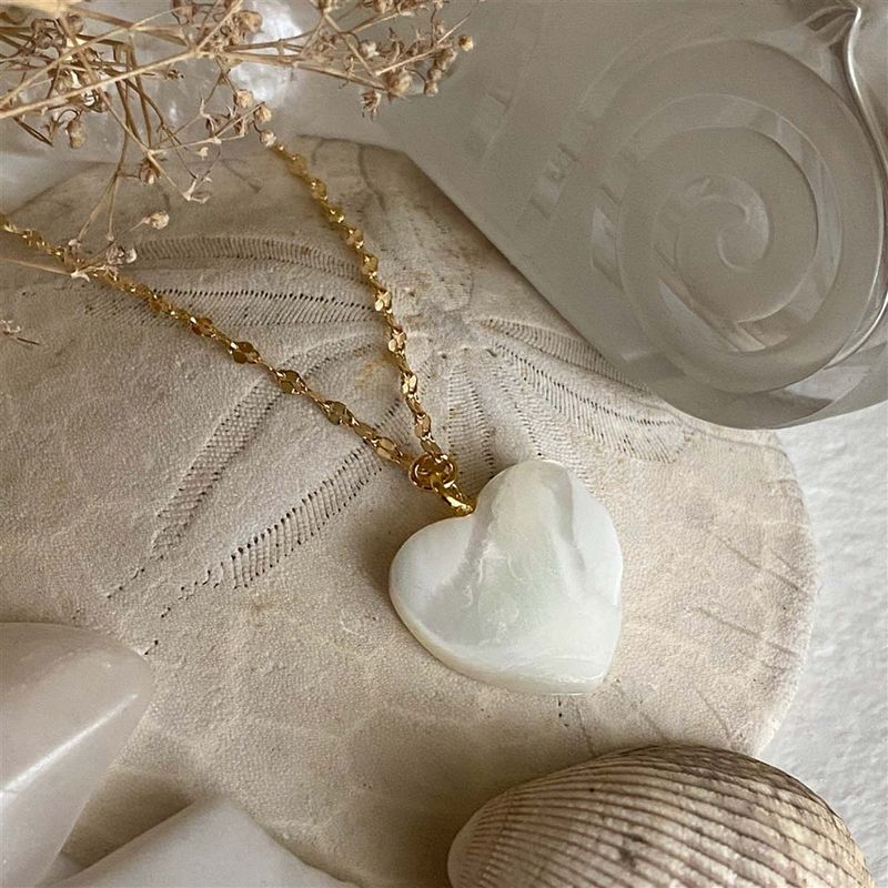 &quot;Akoya&quot; Mother of Pearl Heart Charm in Gold