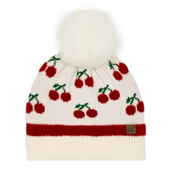 Cherry Pom Beanie