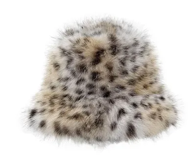 Faux Fur Leopard Bucket Hat
