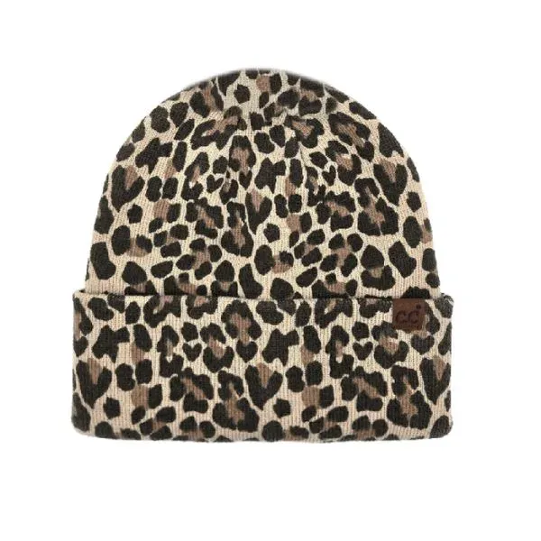 Leopard Print Cuff Beanie