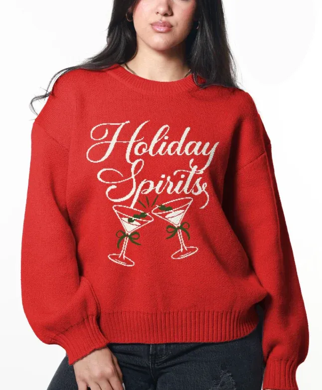 Holiday Spirits - Red Oversized Sweater