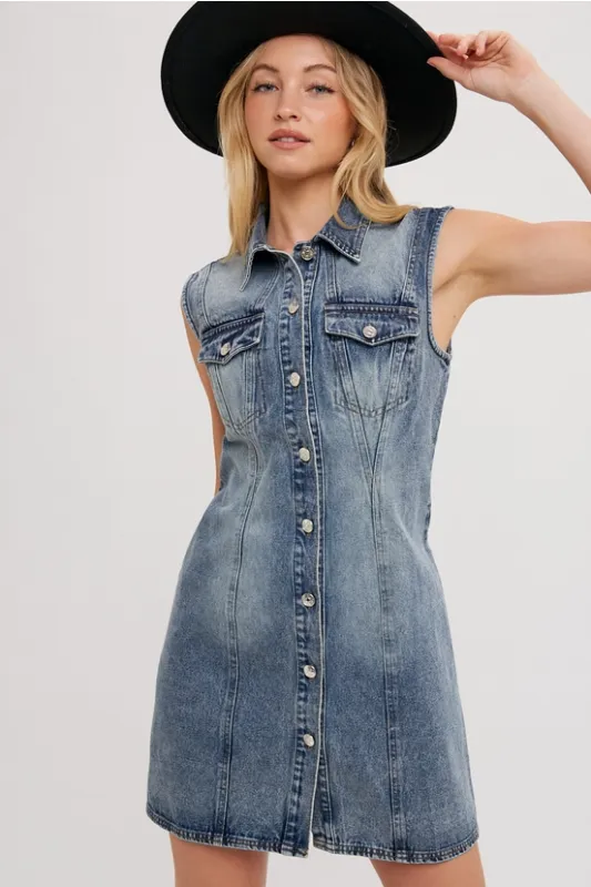 Denim Vest Button Up Dress
