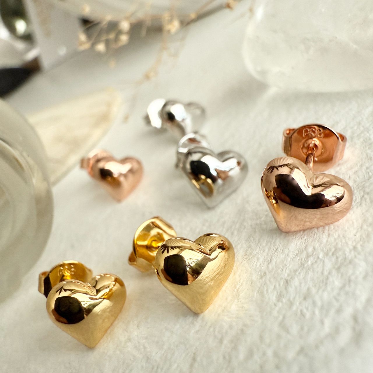 "Tresna" Heart Stud Earrings