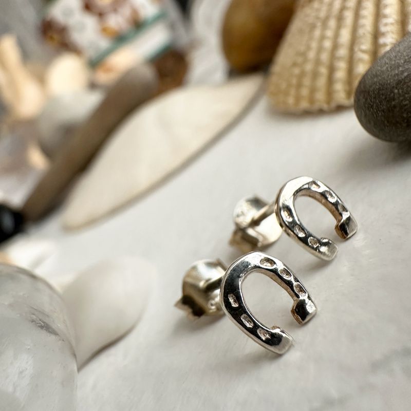 "Benalto" Tiny Horseshoe Stud Earrings in Sterling Silver