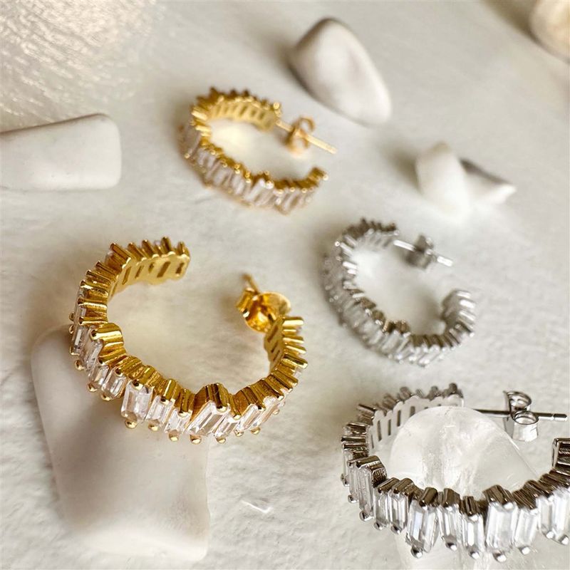 "Athabasca" Jagged Baguette Hoop Earrings