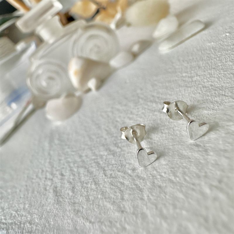 "Inima" Tiny Heart Stud Earrings in Sterling Silver