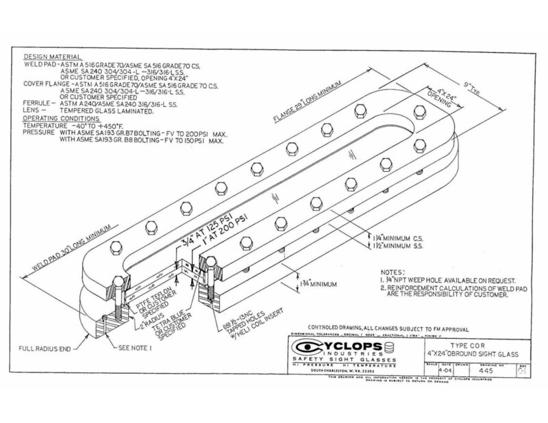 Type COR 445 Obround Sight Glass