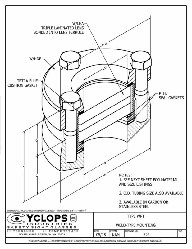 Type W-PT Weld-on Sight Glass