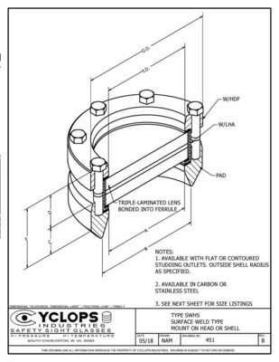 Type S-WHS Weld-on Sight Glass