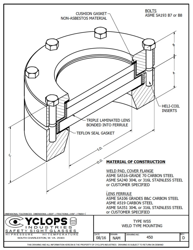 Type W-SS Weld-on Sight Glass