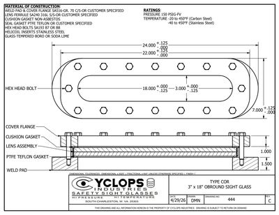 Type COR 444 Obround Sight Glass Type COR 444 Obround Sight Glass
