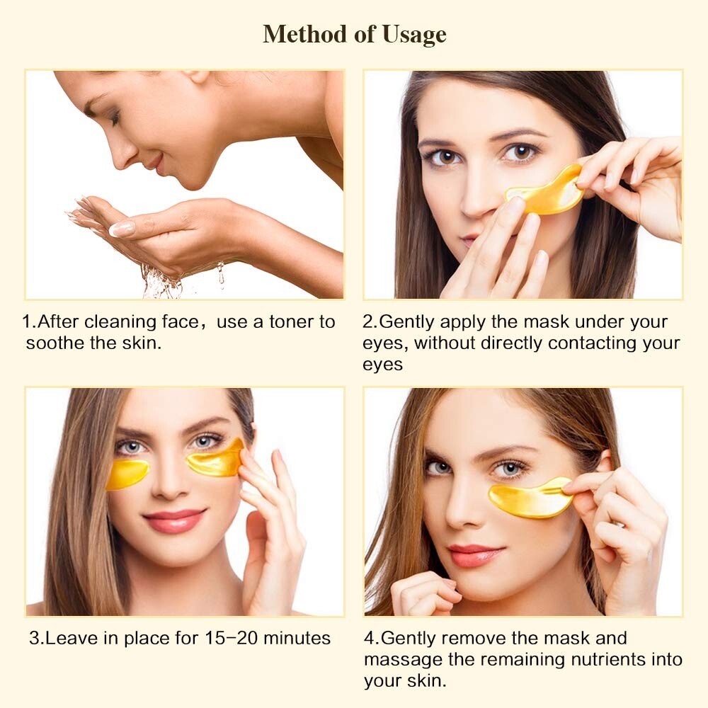 20 PACK Gold Crystal Collagen Hydrating Gel Eye Masks