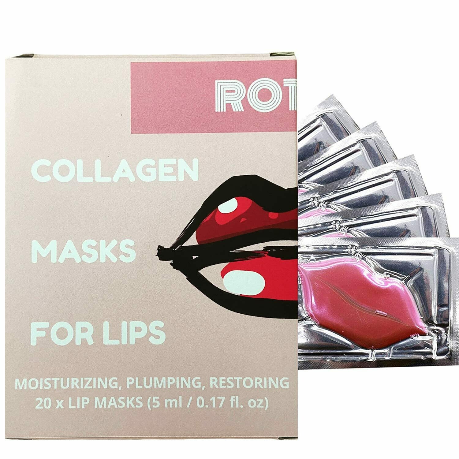 20 PACK Moisturizing Collagen Pink Lip Masks