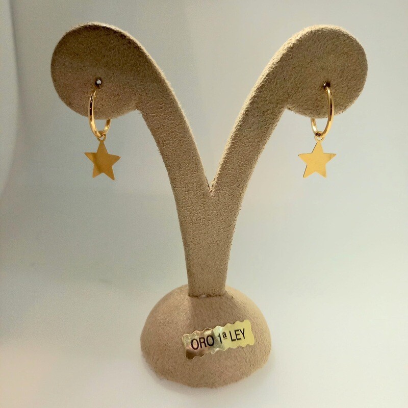 Pendientes de oro amarillo estrellas