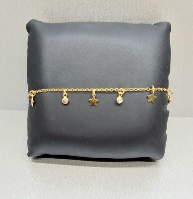 Pulsera de plata bañada en oro con estrellas y circonitas 