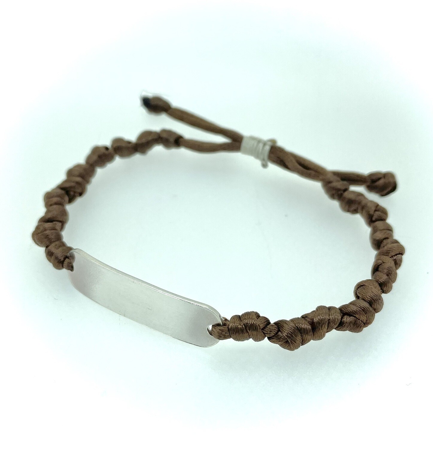 Pulsera de plata y macramé marrón para hombre y mujer