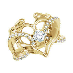 Diamond Accented Heart Ring, 14K YG