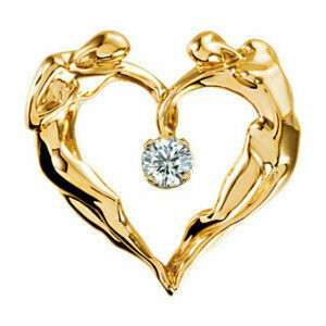 Heart Diamond Necklace, 14K YG Medium