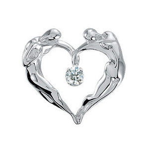 Heart CZ Necklace, .925 SS Medium