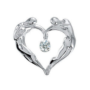 Heart Diamond Necklace, 14K WG Small