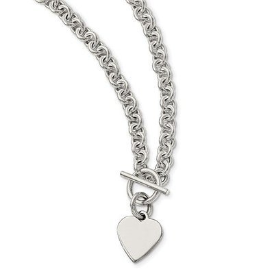 Stainless Steel Polished Heart Toggle Necklace