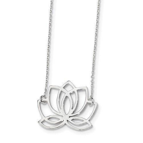Sterling Silver Polished Lotus Flower 18 Inch Necklace Sterling Silver Polished Lotus Flower 18 Inch Necklace