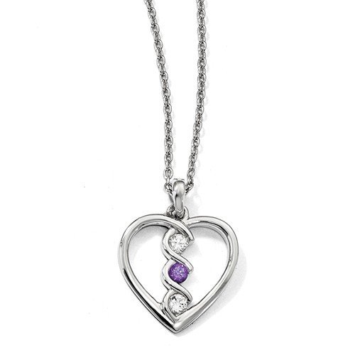 10kw Clear And Purple Swarovski Topaz Heart Of Inspiration With 2in Ext Necklace 10kw Clear And Purple Swarovski Topaz Heart Of Inspiration With 2in Ext Necklace