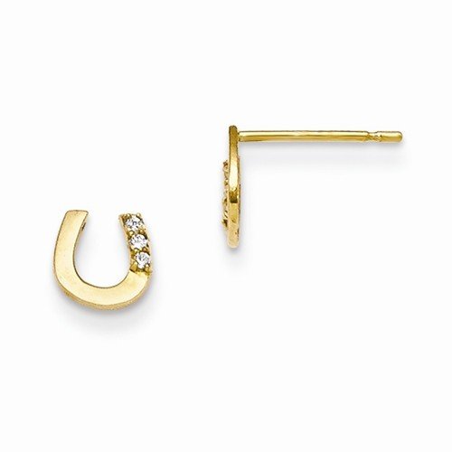 14k Madi K CZ Children's Horseshoe Post Earrings 14k Madi K CZ Children's Horseshoe Post Earrings
