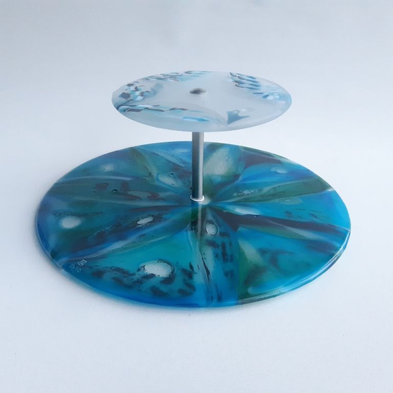 etagère glas blauw