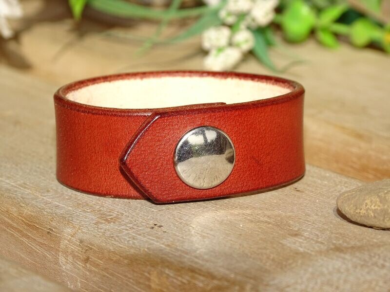 Lederarmband Rotbraun 2cm Druckknopf Lederarmband Rotbraun 2cm Druckknopf
