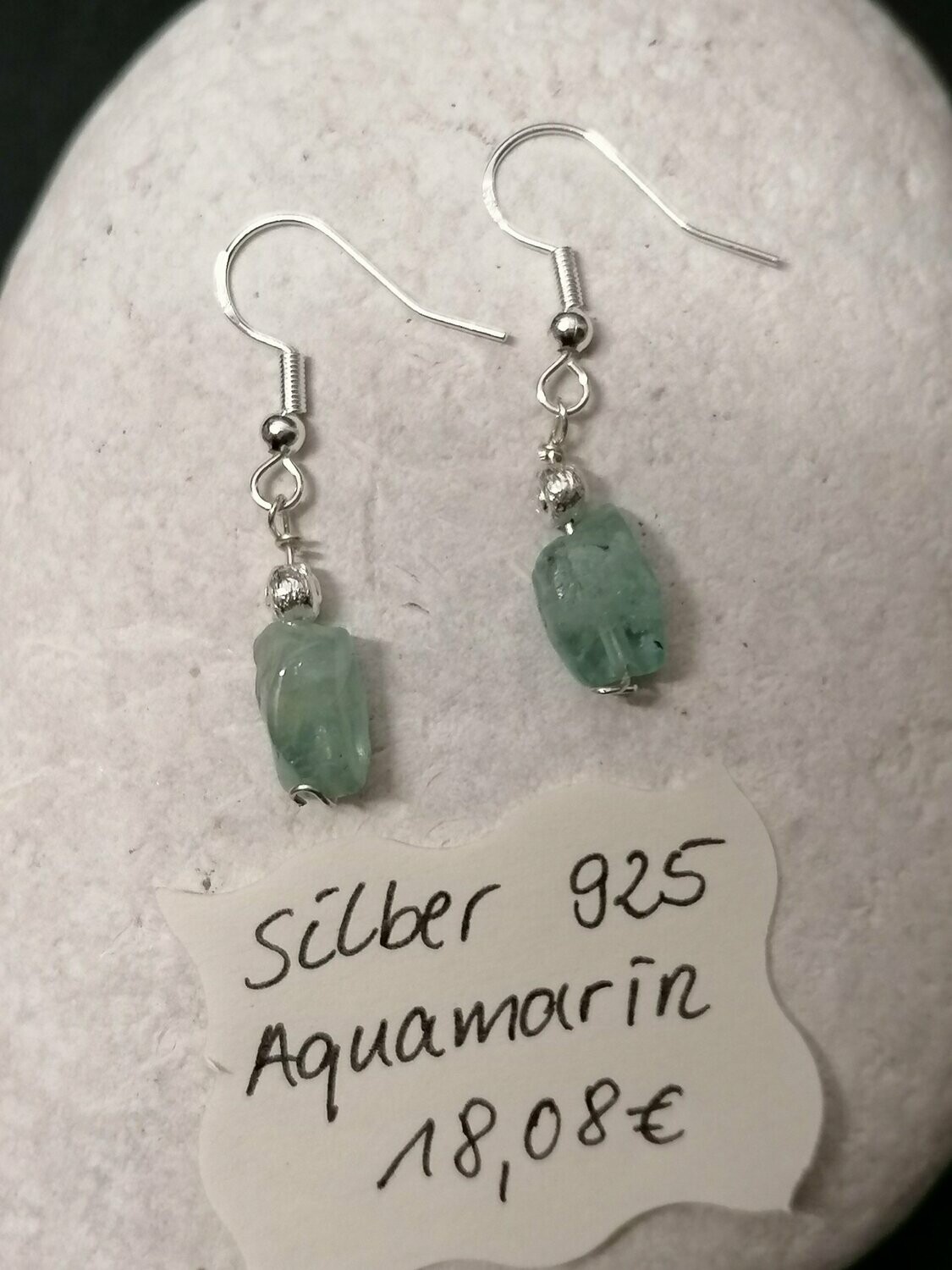 Ohrhänger Silber 925 mit je einem Aquamarin und Silberschnecke