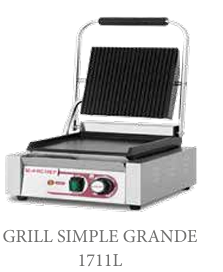 Grill eléctrico placa superior acanalada e inferior lisa simple grande EUTRON
