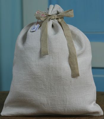 Brotbeutel Gr. XL antikes Reinleinen Naturweiss handgewebt