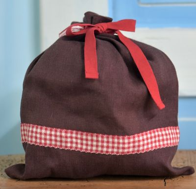 Chlaussack Gr. M Reinleinen Dunkelbraun/Rot